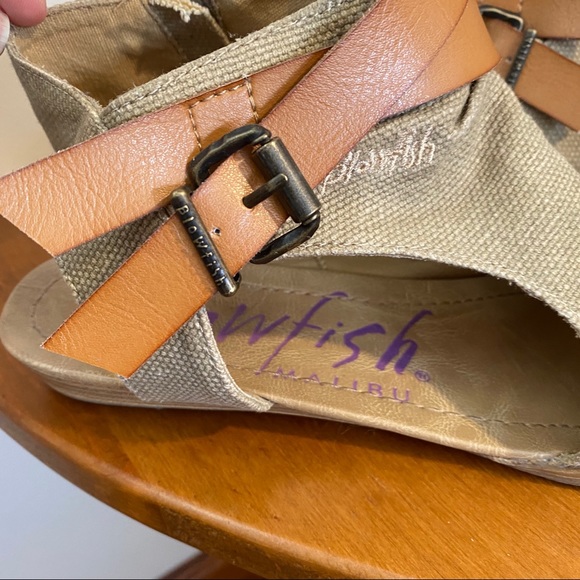 Blowfish Malibu wedge sandal. Tan canvas. - Picture 6 of 7